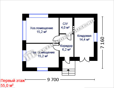 1 этаж Проект хозблока ИХБ 55-0